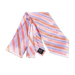 Claiborne Silk Tie Red Purple White Stripe 4" x 62" Mens Necktie